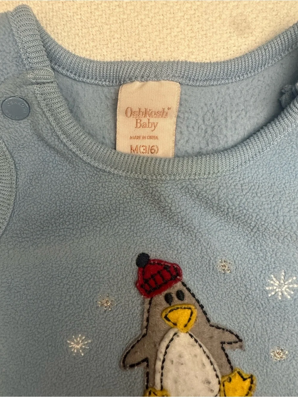 OshKosh B'gosh Light Blue Penguin Fleece Sleep Sack Romper